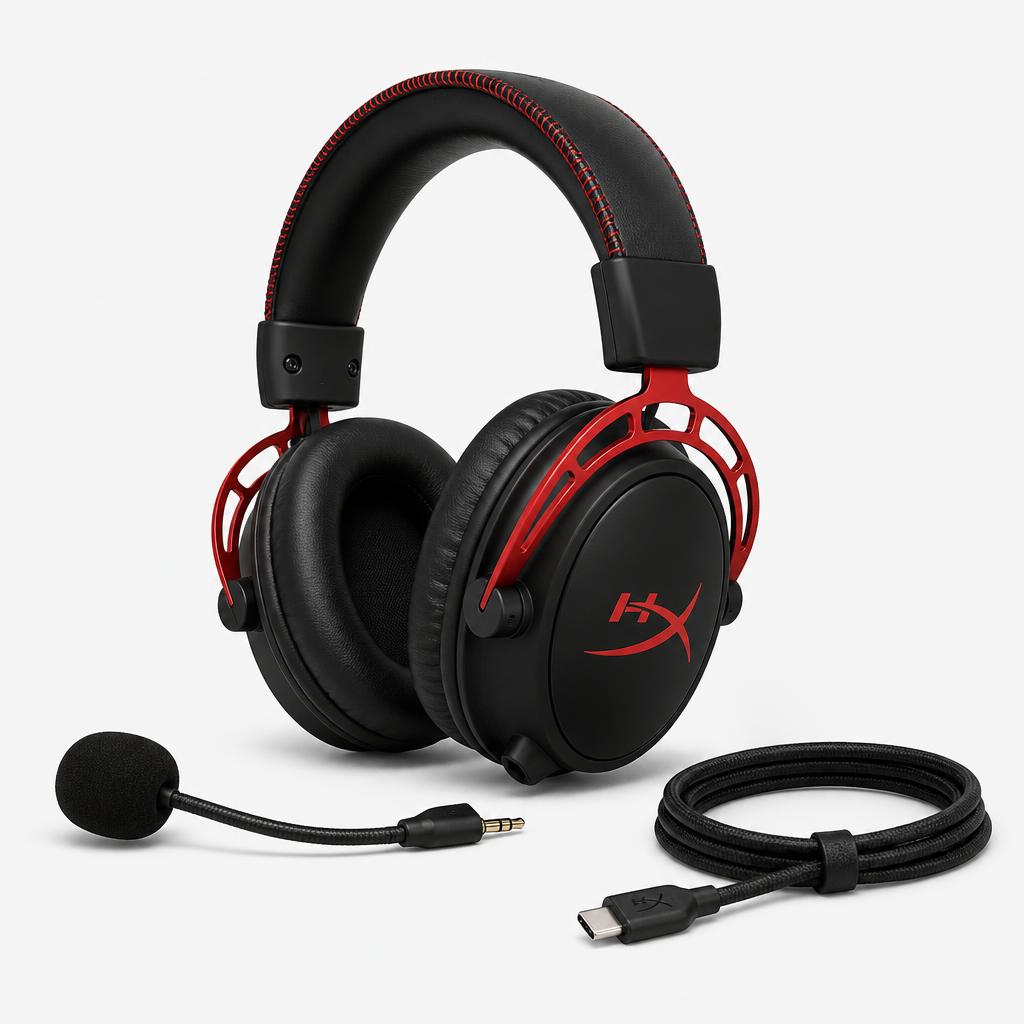 HyperX Cloud III wired gaming headset in black and red with detachable microphone